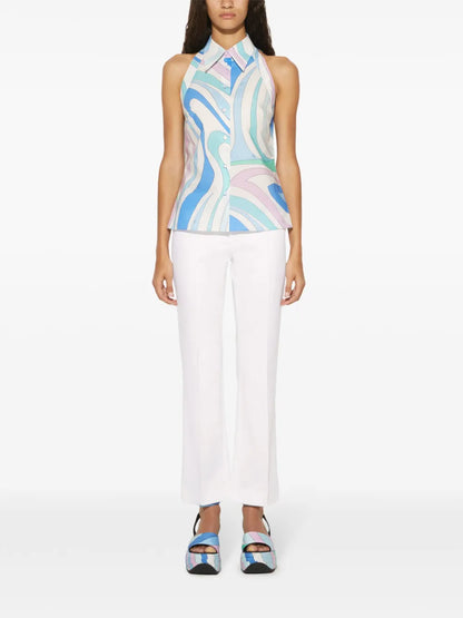 Marmo-Print Sleeveless Shirt