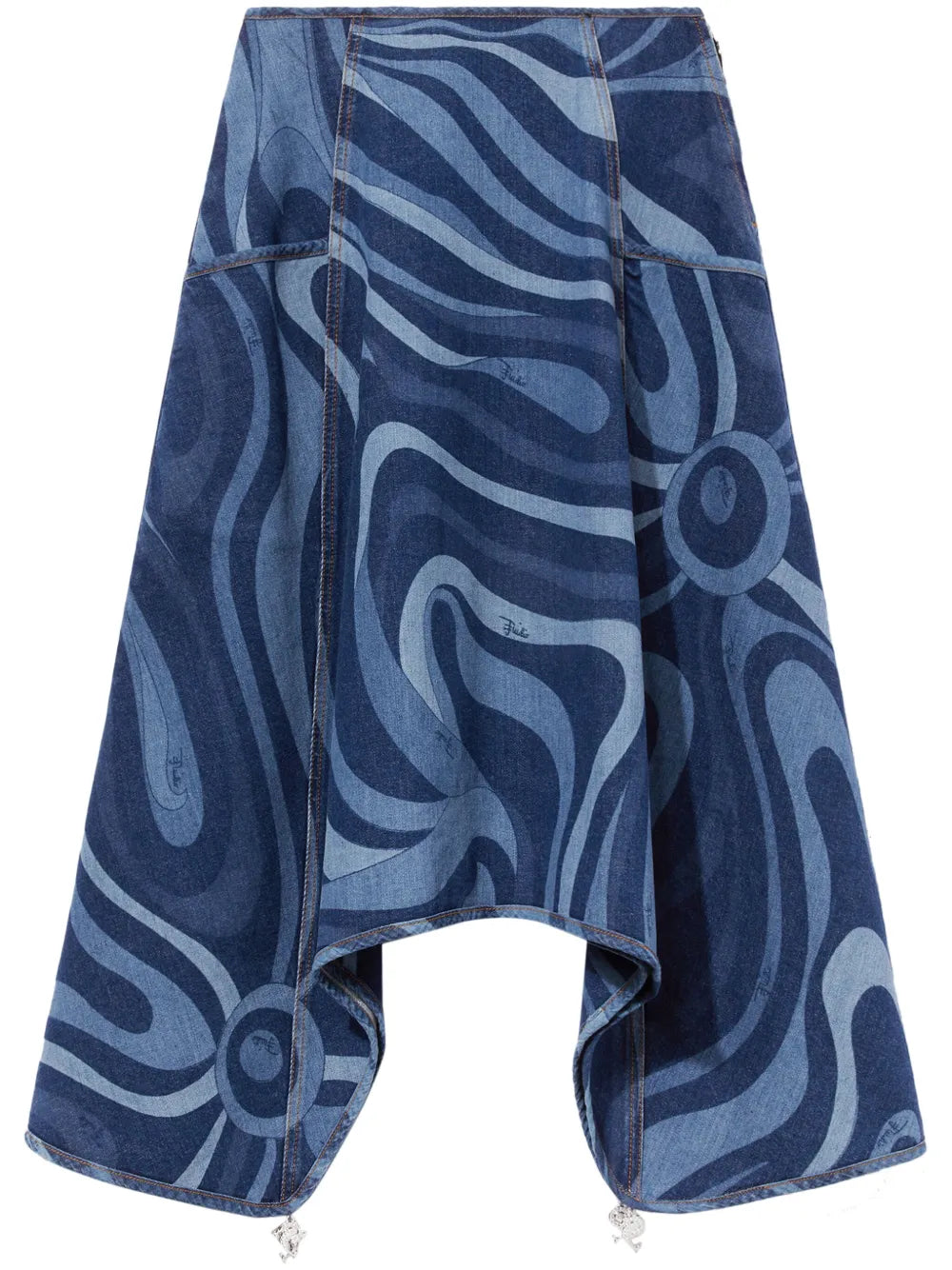 Marmo-Print Denim Skirt