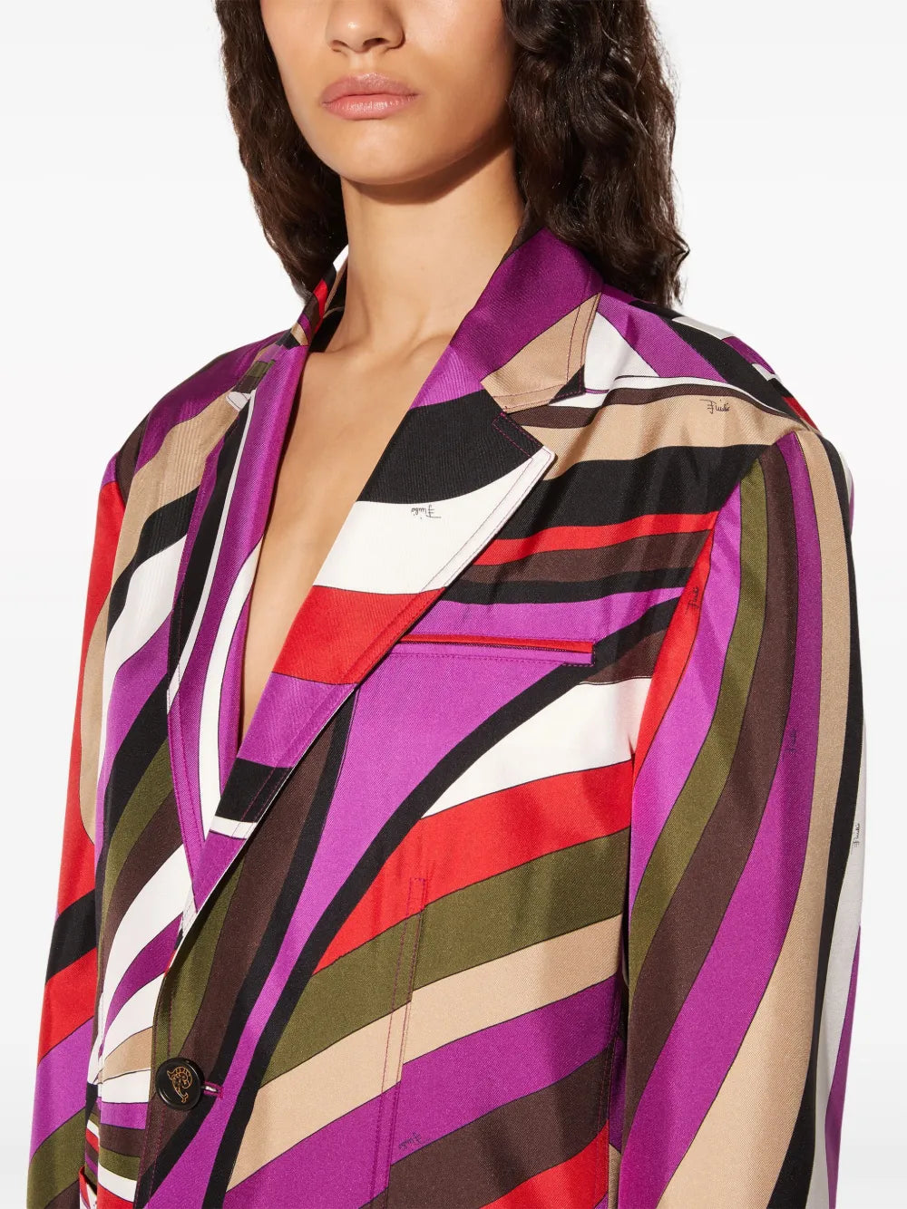 Abstract-Print Silk Blazer
