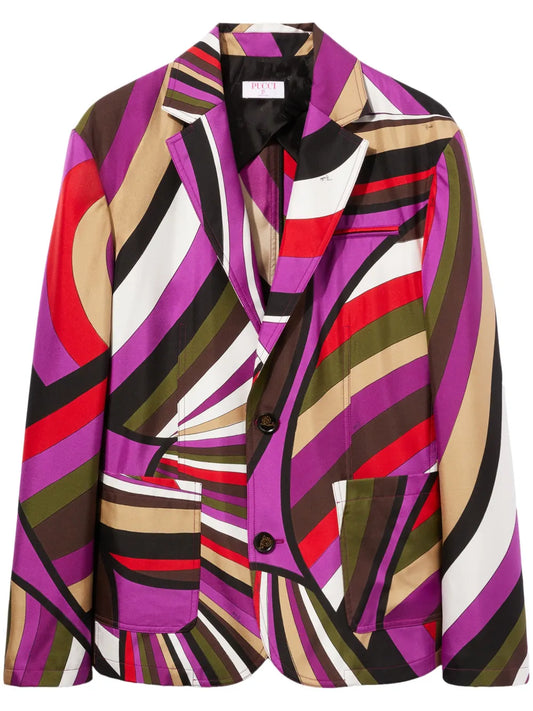 Abstract-Print Silk Blazer