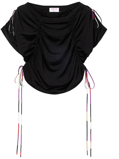 Contrasting-Trim Cropped Top
