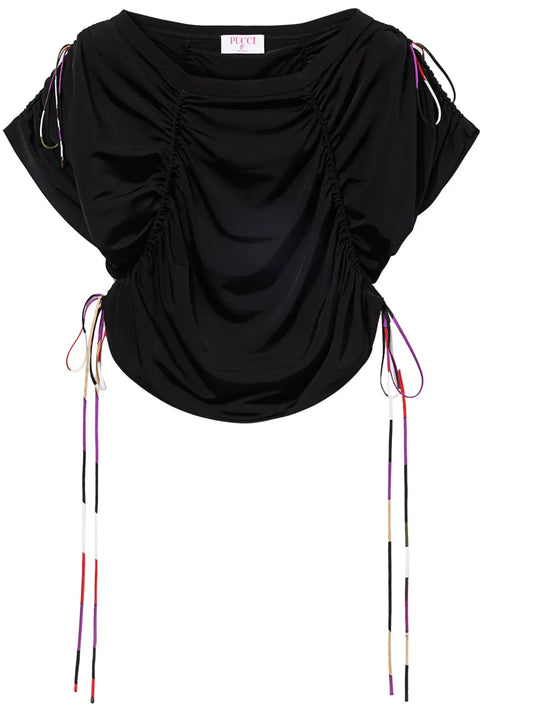 Contrasting-Trim Cropped Top