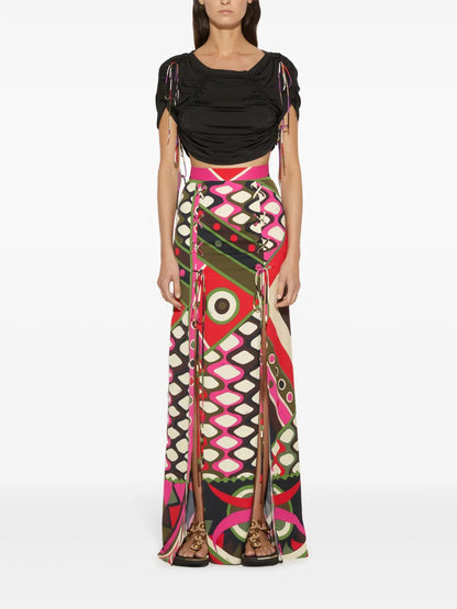 Contrasting-Trim Cropped Top