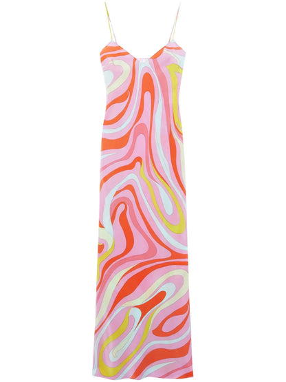 Marmo-Print Silk Dress
