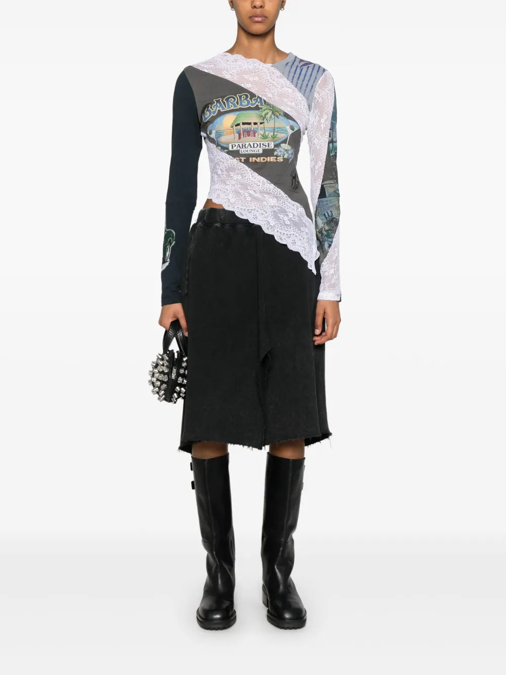 Acid Cut Off Midi Skirt