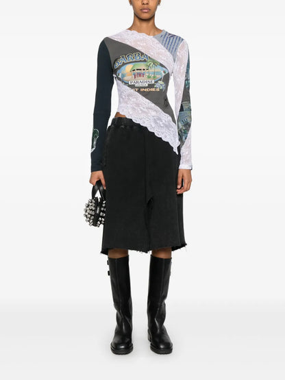 Acid Cut Off Midi Skirt