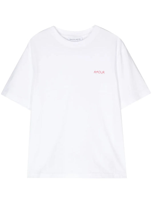 Slogan-Embroidered Cotton T-Shirt