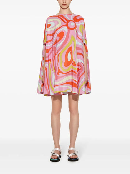 Marmo-Print Silk Dress