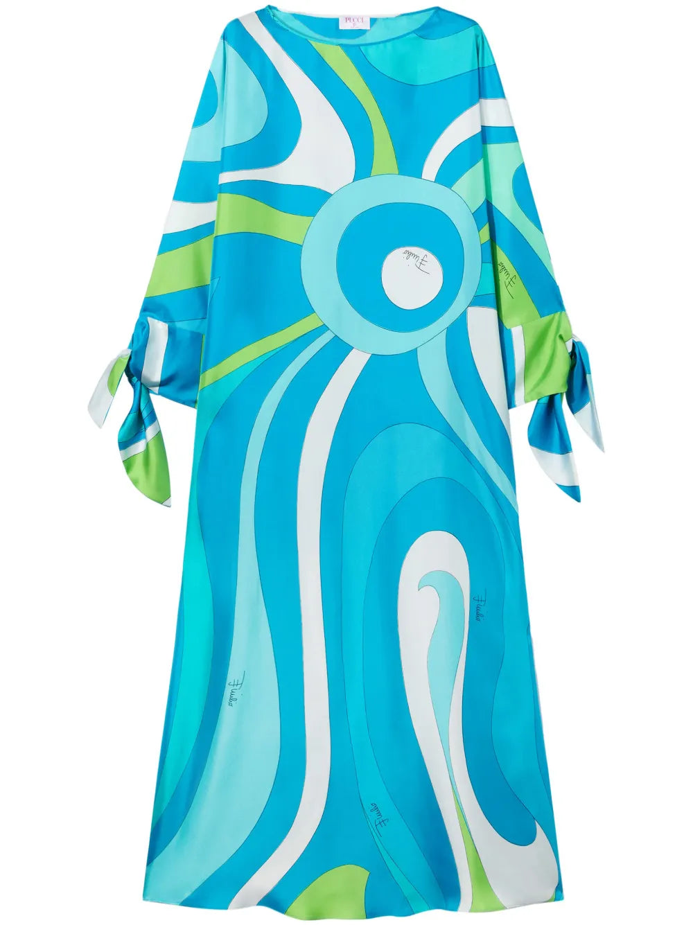 Marmo-Print Kaftan Silk Dress