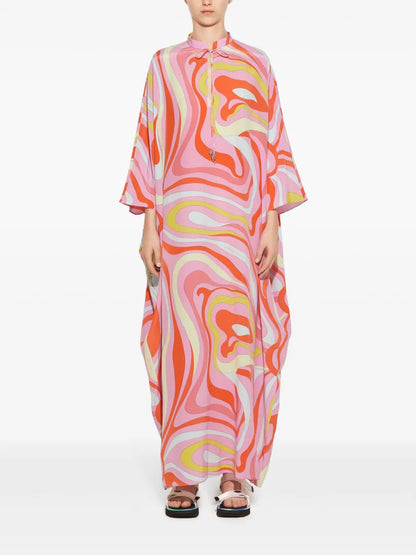 Marmo-Print Silk Maxi Dress