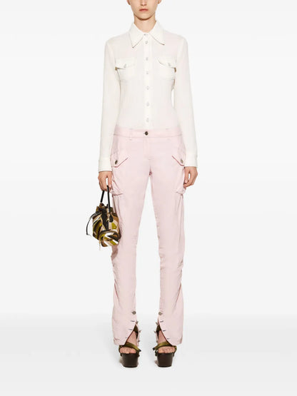 Contrast-Stitching Crepon Shirt