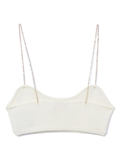 Logo-Plaque Ribbed Crop Top