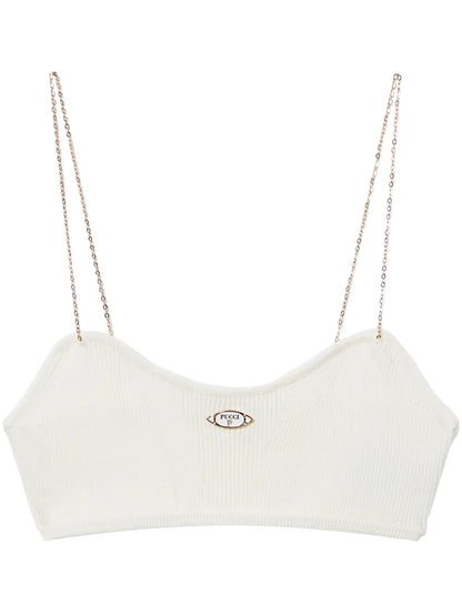 Logo-Plaque Ribbed Crop Top