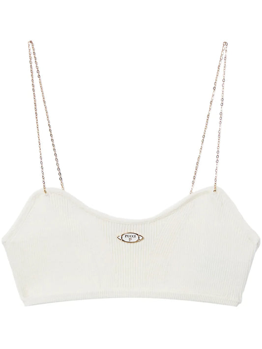 Logo-Plaque Ribbed Crop Top