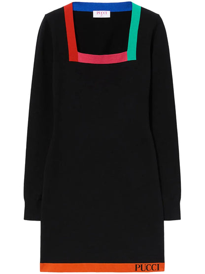 Colour-Block Square-Neck Minidress