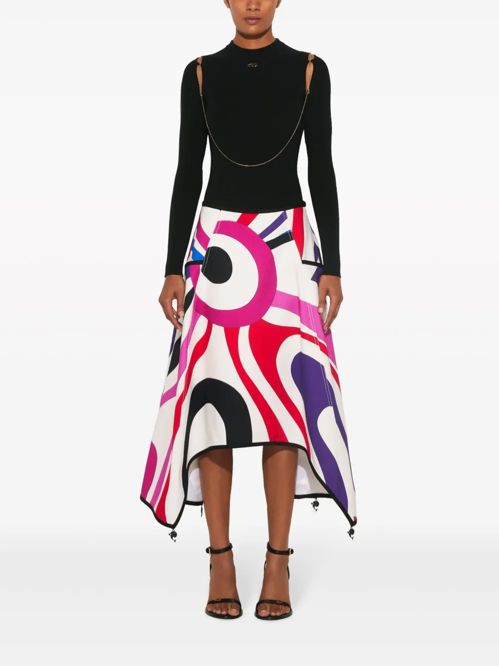 Chain-Embellished Rib-Knit Top