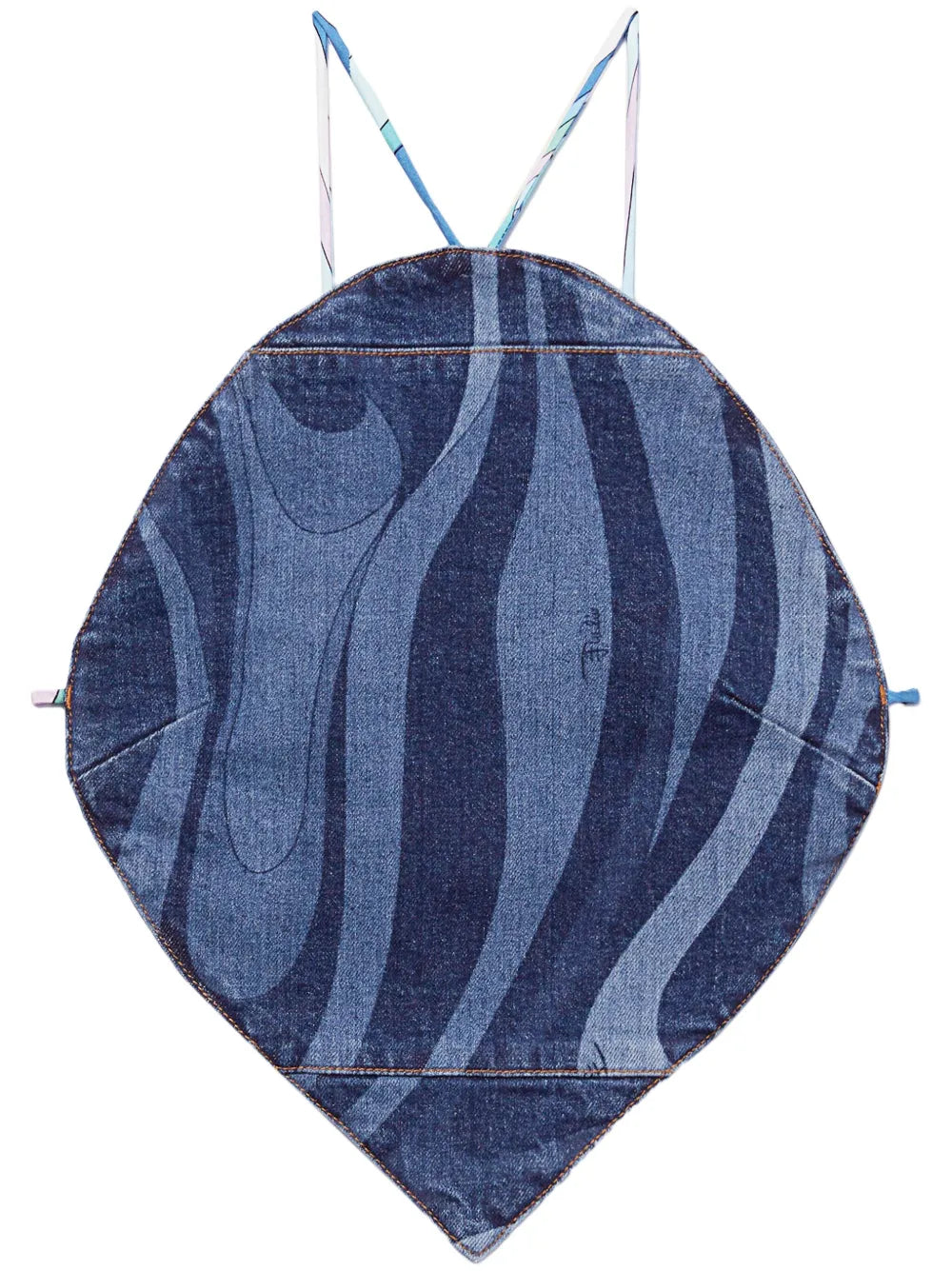 Marmo-Print Denim Top
