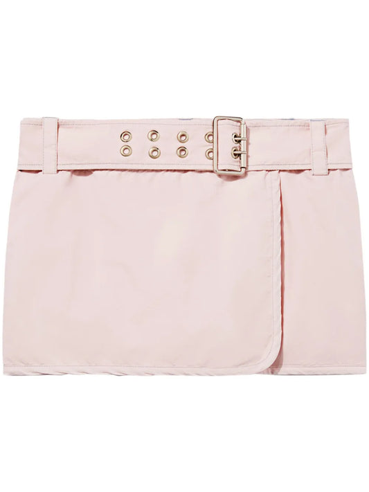 Eyelet Detail Belted Miniskirt