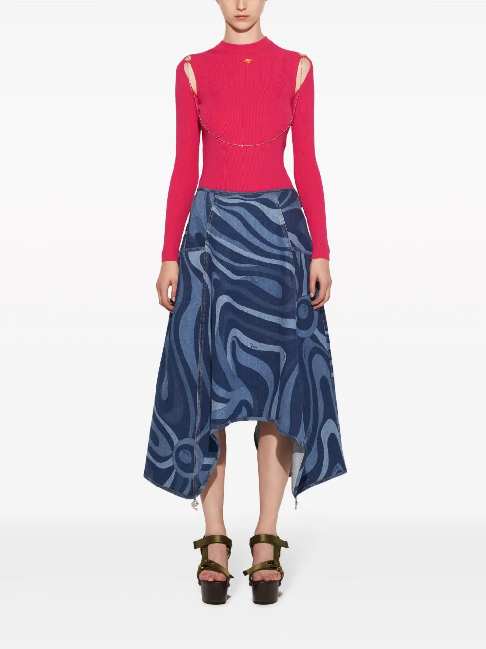 Chain-Embellished Rib-Knit Top