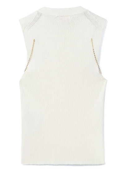 Logo-Plaque Ribbed Knit Top