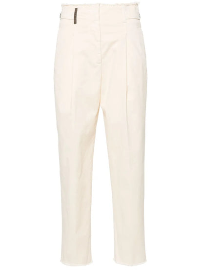 Frayed-Brim Cropped Trousers
