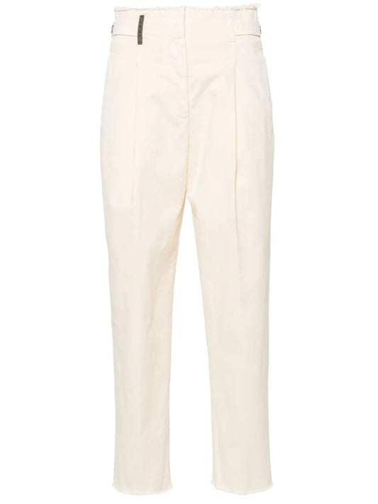 Frayed-Brim Cropped Trousers