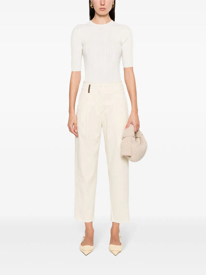 Frayed-Brim Cropped Trousers
