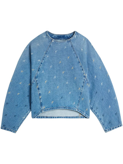 Daisy Script A Denim Top