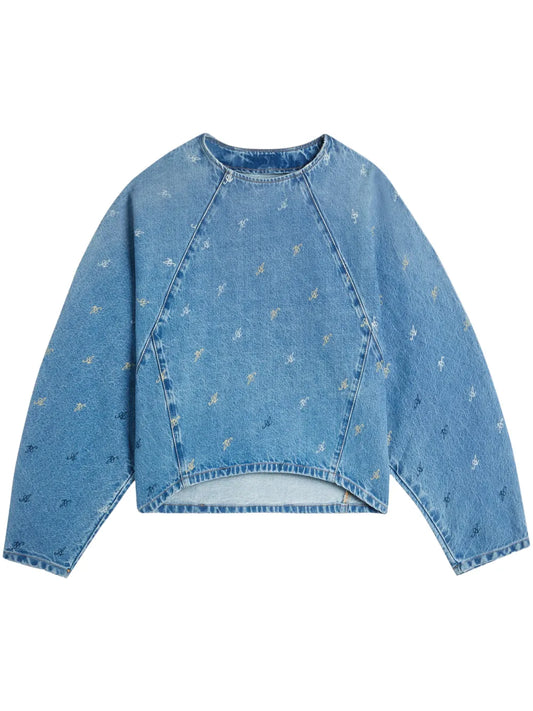 Daisy Script A Denim Top