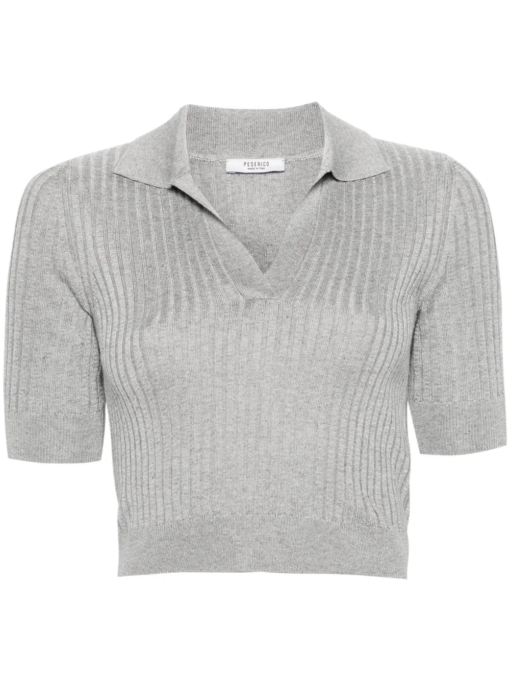 Cropped Ribbed Polo Jumper