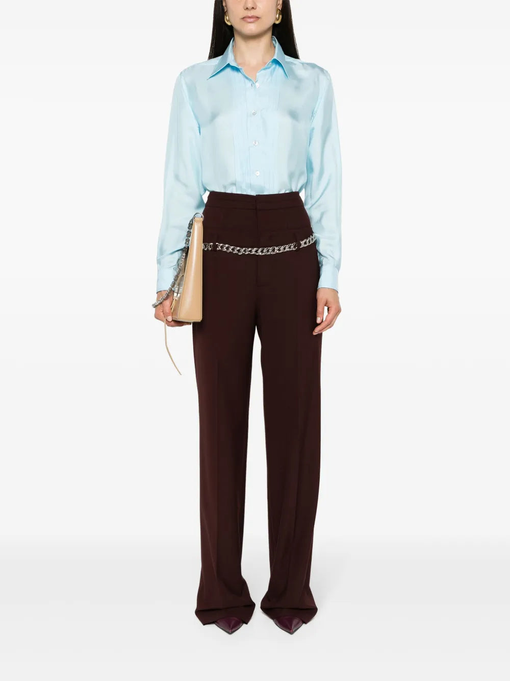 Pleat-Detailing Silk Blend Shirt