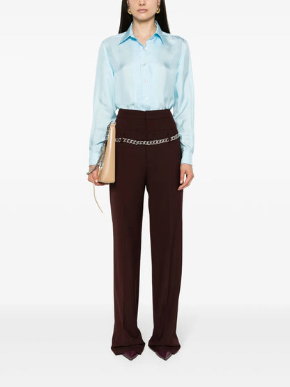 Pleat-Detailing Silk Blend Shirt