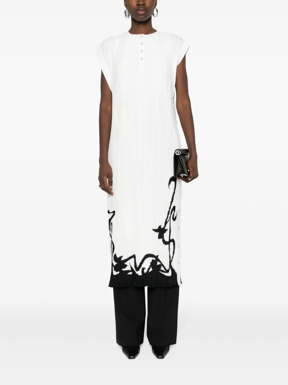 Plissé-Effect Midi Dress