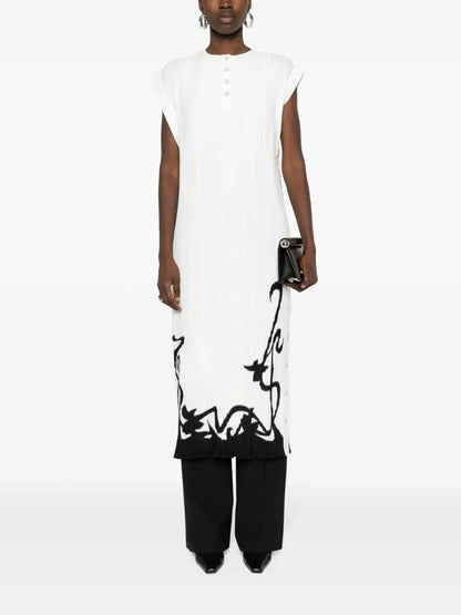 Plissé-Effect Midi Dress
