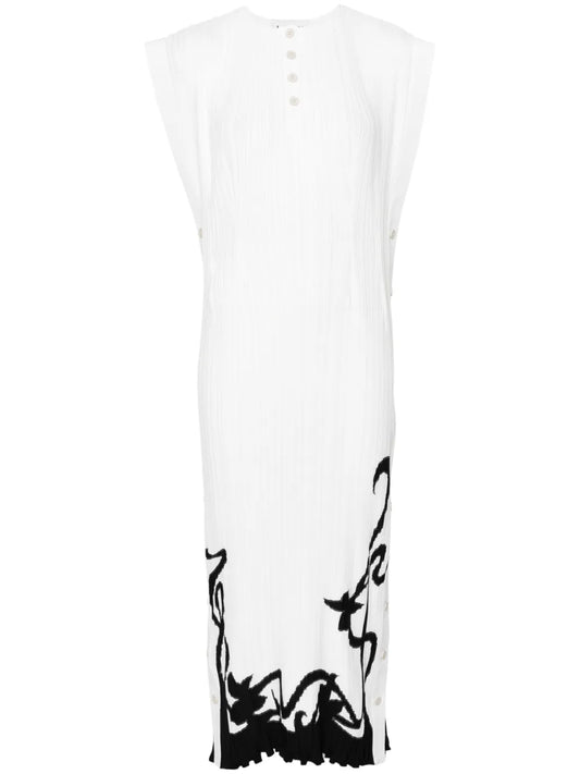 Plissé-Effect Midi Dress
