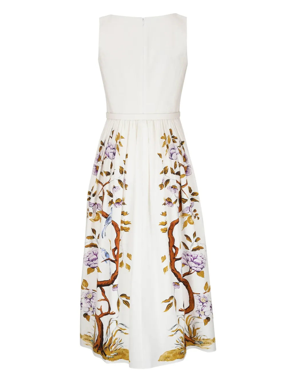 Tree Of Life-Print Cotton Poplin Midi Dress