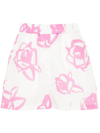Abstract-Print Cotton Shorts