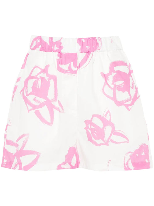 Abstract-Print Cotton Shorts