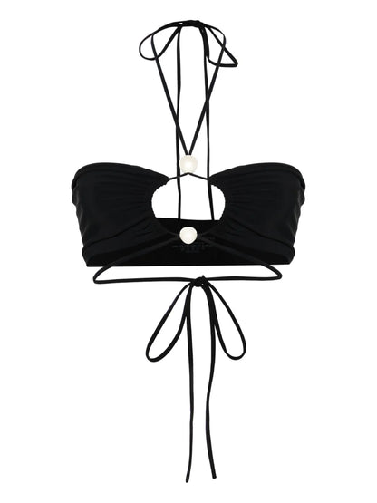 Beaded Cut-Out Bikini Bottoms