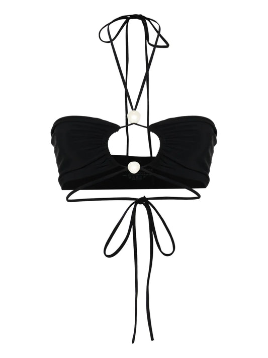 Beaded Cut-Out Bikini Bottoms