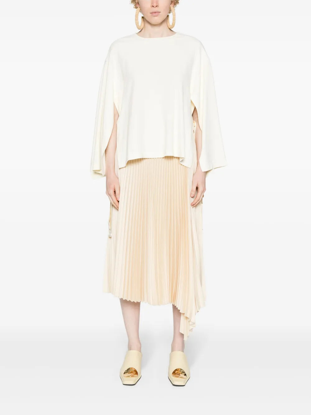 Wide Open-Sleeves Blouse