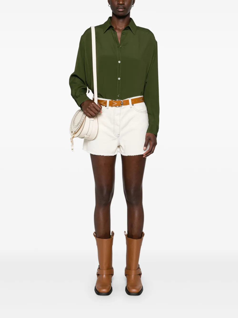 Classic-Collar Crepe Shirt