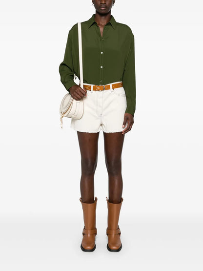 Classic-Collar Crepe Shirt