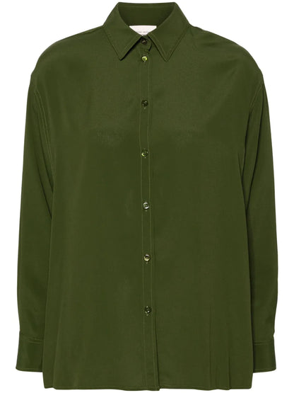 Classic-Collar Crepe Shirt