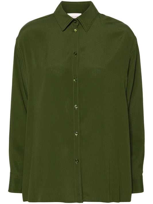 Classic-Collar Crepe Shirt