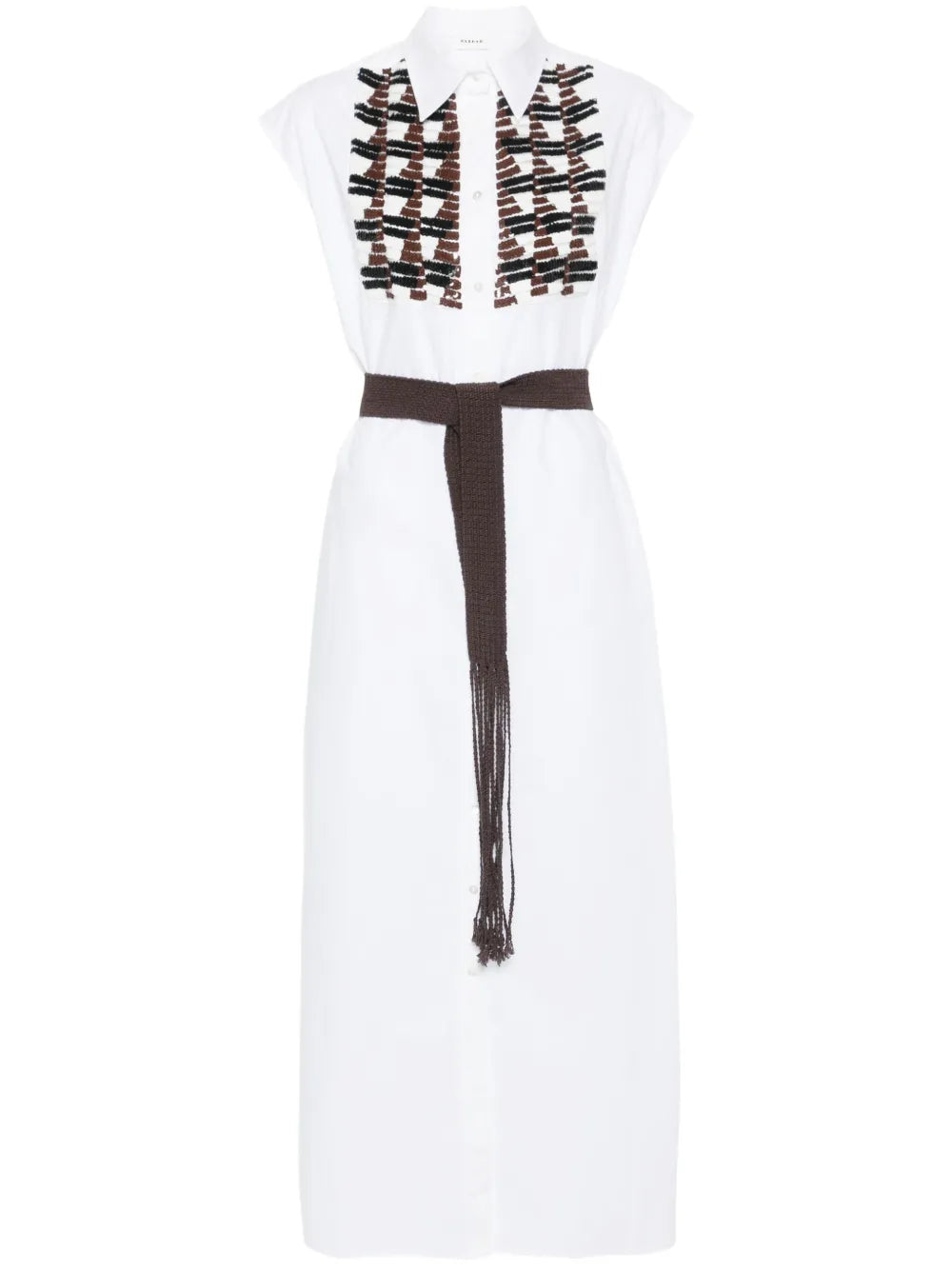 Sequin-Embellished Sleeveless Shirt Dress
