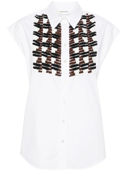 Sequin-Embellished Sleeveless Shirt