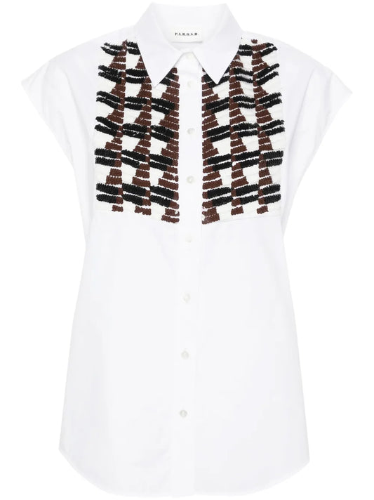 Sequin-Embellished Sleeveless Shirt