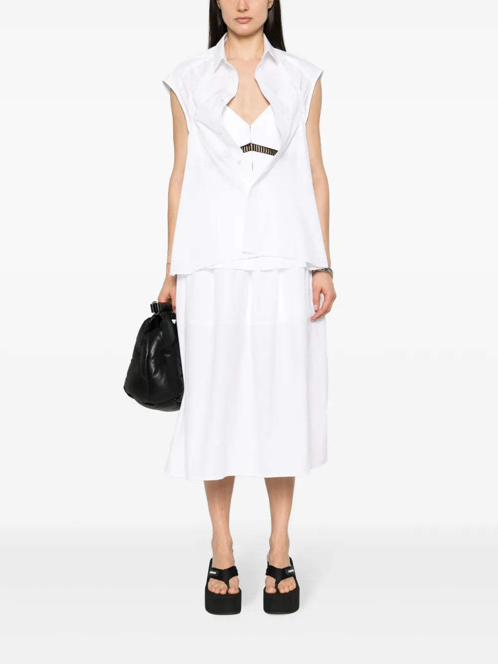 Layered-Design Sleeveless Blouse