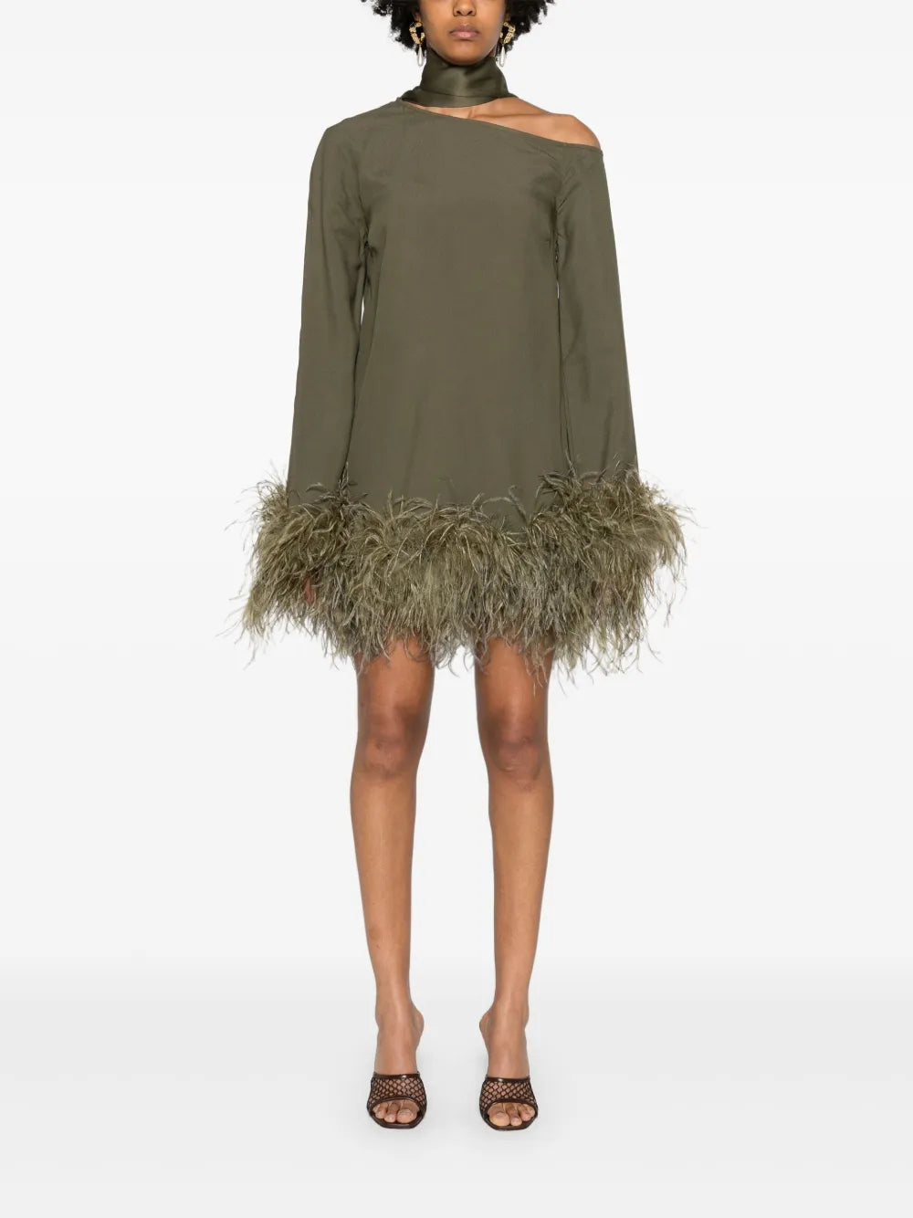 Adige Feather-Trim Minidress